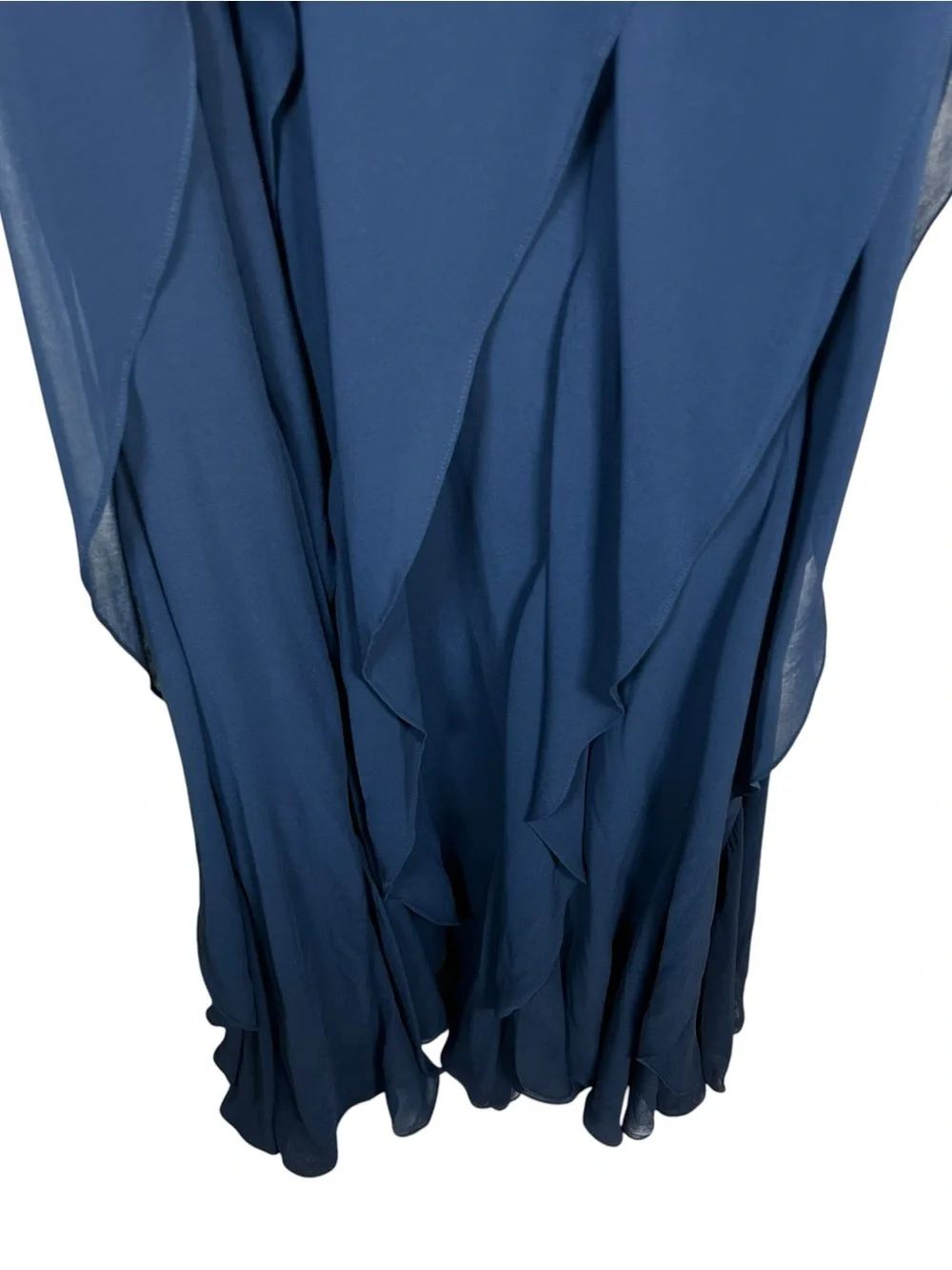 Tadashi Shoji Off-Shoulder Flounce Evening Gown Navy Blue Formal Wedding 8 NWT